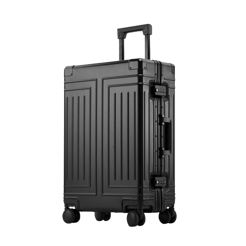 【スーツケース】LDUVIN アルミニウム リブデザイン スーツケースの全体画像 ブラック 180日間品質保証