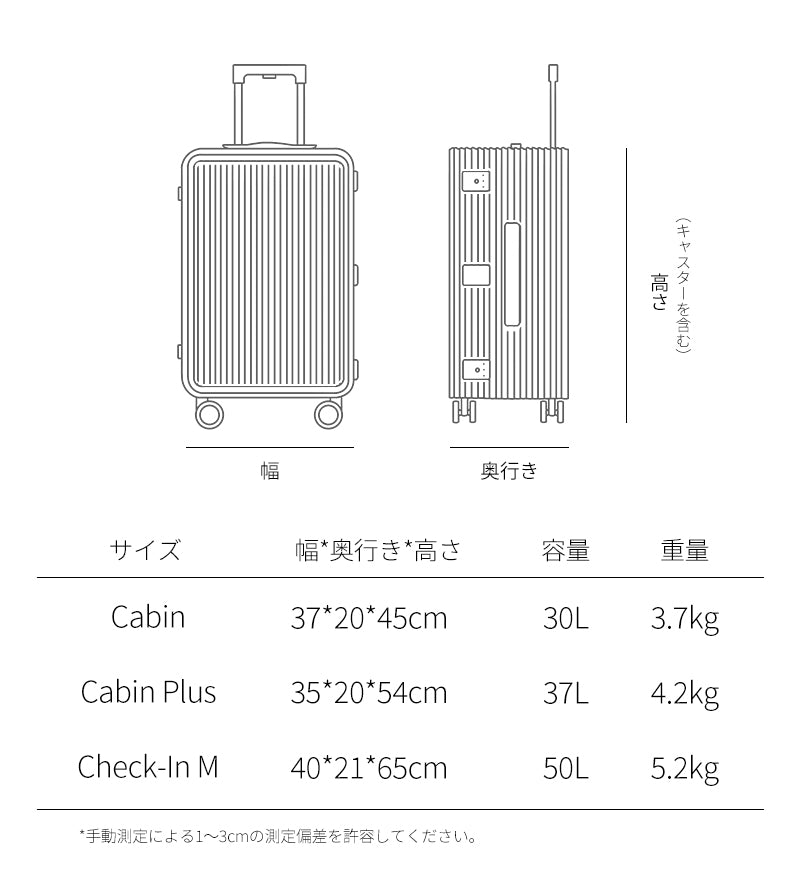 【スーツケース】LDUVIN 商品のサイズ画像  180日間品質保証