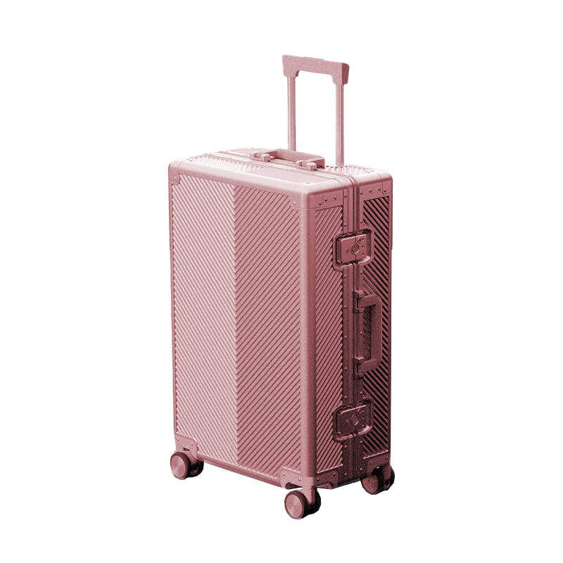 LDUVIN アルミニウム フェザー スーツケースの全体画像 ピンク 180日間品質保証