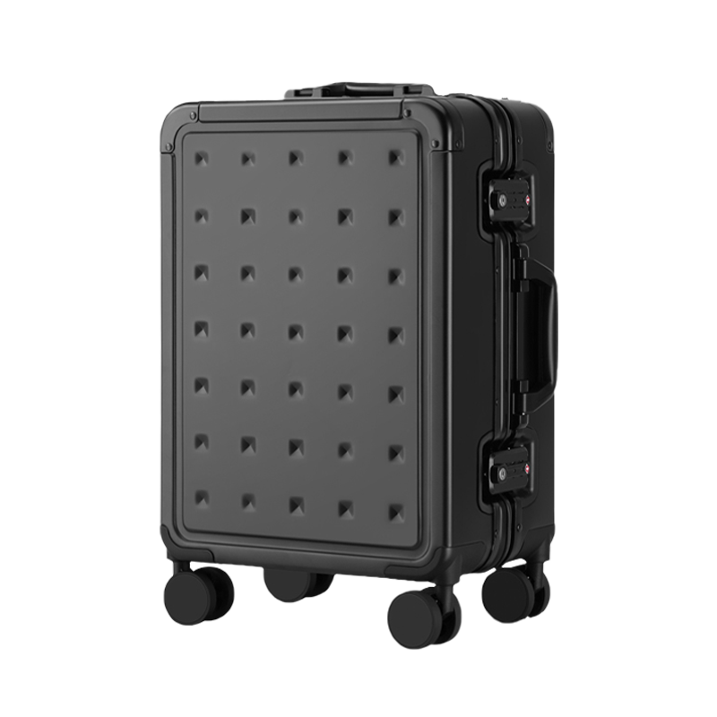 【スーツケース】LDUVIN アルミニウム モダン スーツケースの全体画像 ブラック Cabin Plus 180日間品質保証