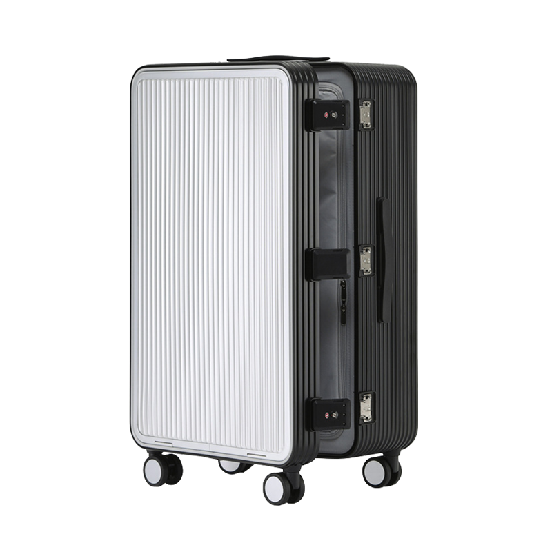 【スーツケース】LDUVIN アルミニウム フロントパネル スーツケースの全体画像 シルバー＋ブラック Check-In L 180日間品質保証