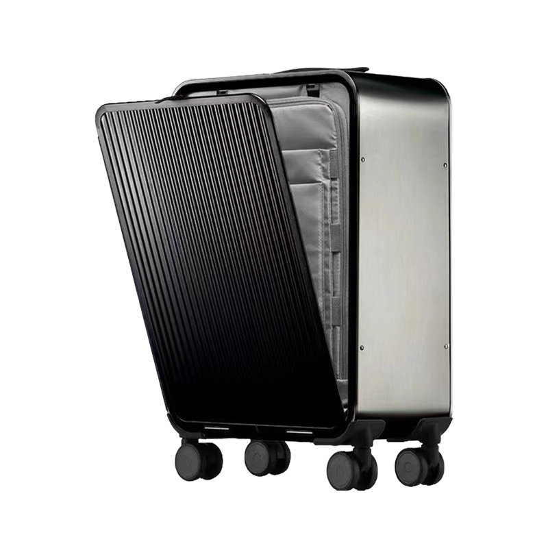 【スーツケース】LDUVIN アルミニウム フロントオープン スーツケースの全体画像 ブラック 180日間品質保証