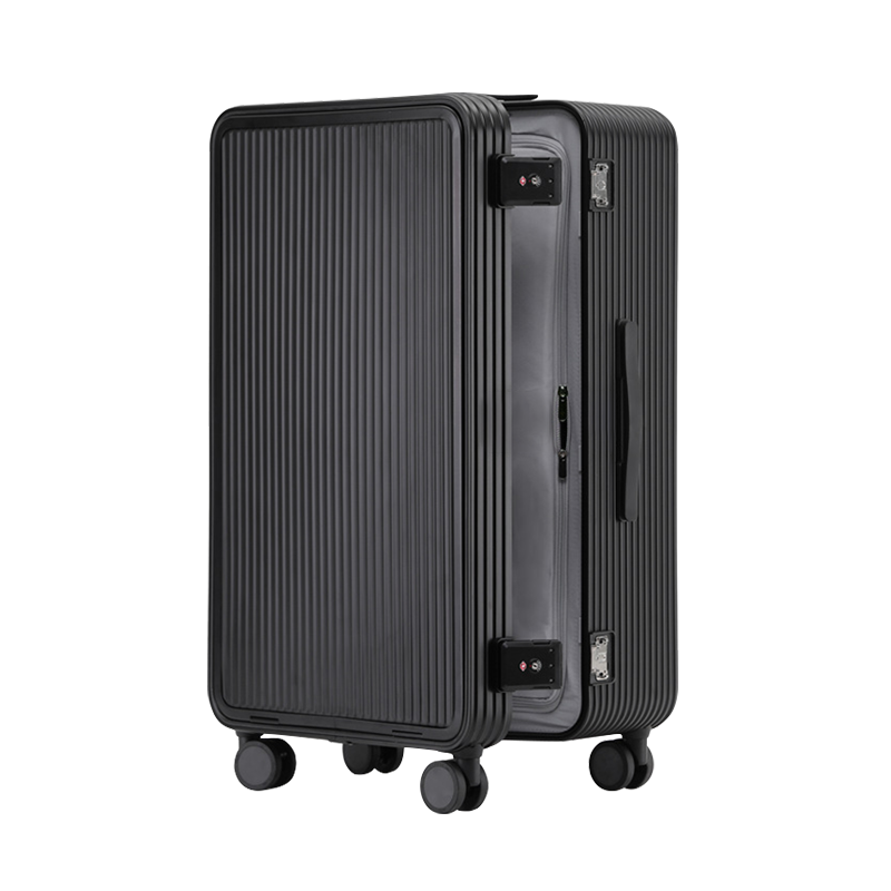 【スーツケース】LDUVIN アルミニウム フロントパネル スーツケースの全体画像 ブラック 180日間品質保証