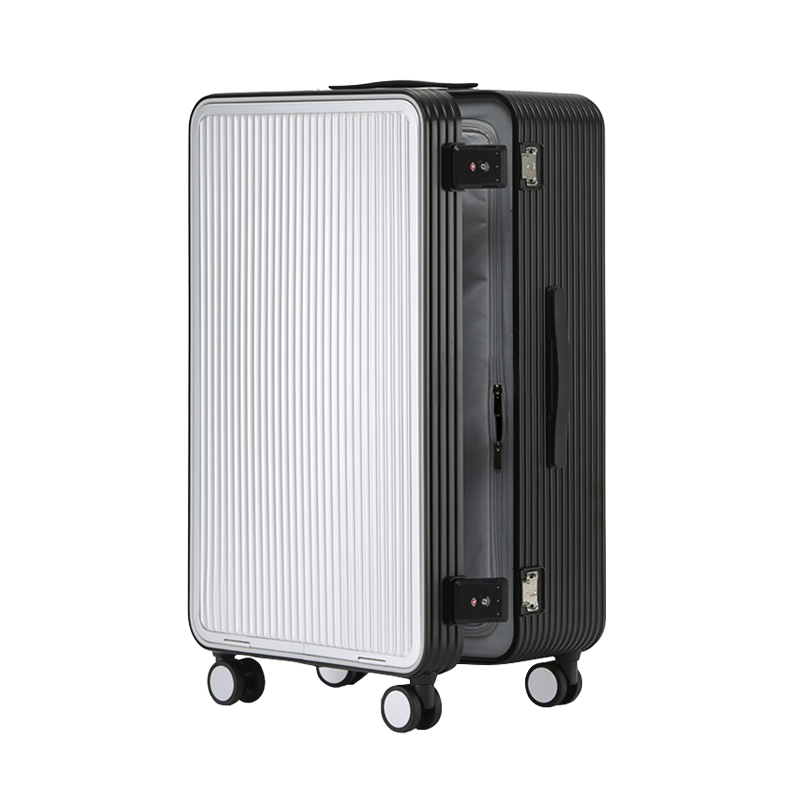 【スーツケース】LDUVIN アルミニウム フロントパネル スーツケースの全体画像 シルバー＋ブラック 180日間品質保証
