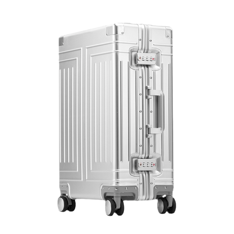 【スーツケース】LDUVIN アルミニウム リブデザイン スーツケースの全体画像 シルバー 180日間品質保証