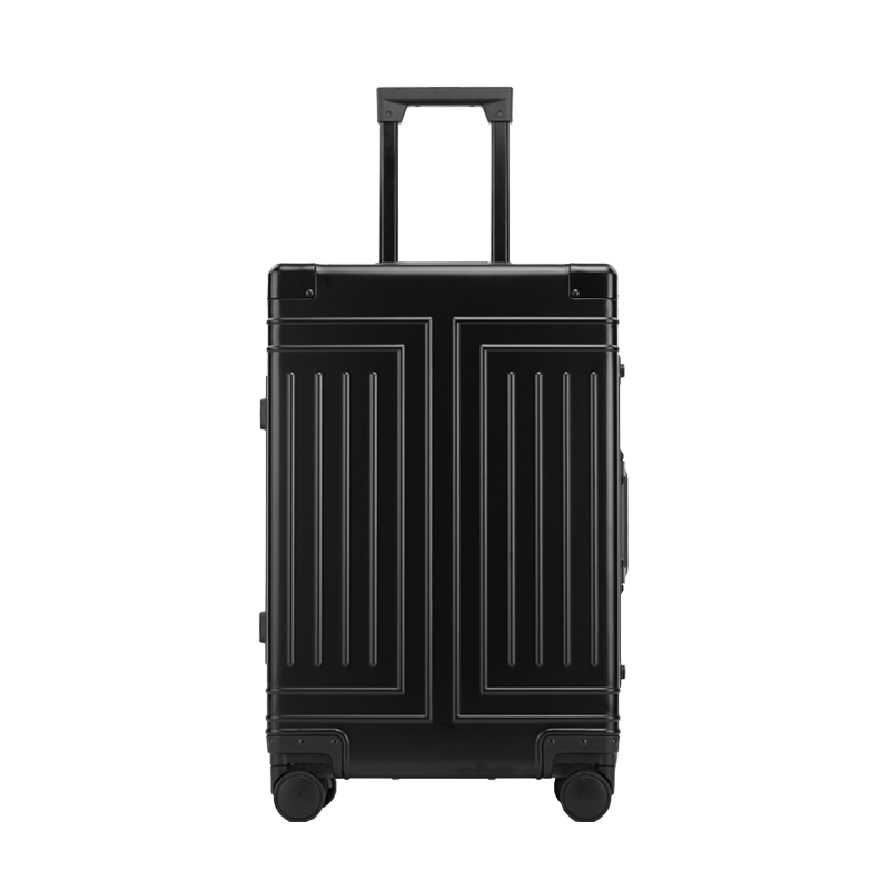 【スーツケース】LDUVIN アルミニウム リブデザイン スーツケースの全体画像 ブラック 180日間品質保証